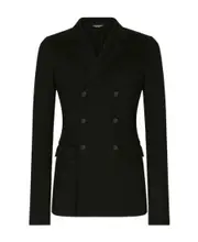 Dolce Gabbana Double-Breasted Jersey Jacket IT50 Black