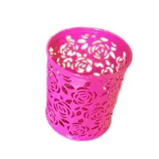 House Keeping Hollow Rose Flower Shape Cylinder Brush Pen Pencil Pot Holder Container Organizer 4 Colors Pen Holders