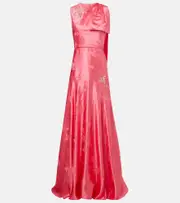 [Erdem] Erdem Draped linen-blend jacquard gown AU 8 pink