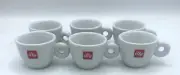 ILLY ESPRESSO CUPS LOGO PORCELAIN WHITE SET OF 6! CUPS ONLY