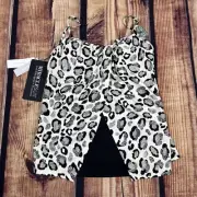 NWT Miraclesuit Size 12 Jubilee Black & White Cheetah Print Tankini Top NEW Posh