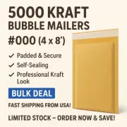 5000 Kraft Bubble Mailers #000 4x8 | Padded Shipping Envelopes | Self Seal |