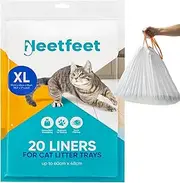 20x Extra Large Cat Litter Tray Liners with Drawstrings, 97x43cm Scratch Resistant and Leak Proof Plastic Bags Heavy Duty Litter Tray Bags for Large Cat Litter Box, 2 Mil Thickness
