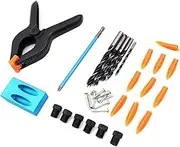 ZONADA 34pcs in Set Hole Drilling Guide Set, 15 Degree Angle Locator Bits, Hole Jig Woodwork Guide Clamp Locator Set Kit Woodworking Hand Tools Punch Locator Positioner