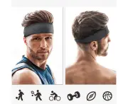 Athletic Mens Headband (4 Pack) - Lightweight Headbands for Men, Sweat Band, Moisture Wicking Head Band Sweatband for Helmet - Black/Blue/Gray/Green