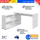 Artiss Office Computer Desk Corner Study Table Adjustable Home Workstation White