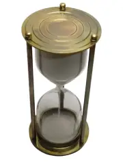 5.5-inch Yellow Antique Brass Sand Timer Hourglass – Vintage 5-Minute Sand Timer
