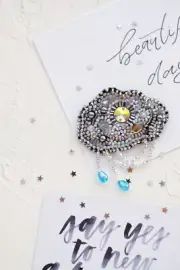 DIY Jewelry making kit "Silver threads", Seed beaded brooch, Bead Embroidery Kit