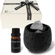 Stone Oil Diffuser Natural Plant Essential Oil Stone Crystal Diffuser Decorative Aromatherapy Diffusers Passive Essential Oil Diffuser Aroma Crystal Stone for Bedroom Office 9.2x9.2x7.1cm (Black)