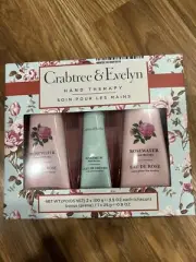 Crabtree & Evelyn Hand Therapy Gift Set of 3 Rosewater & Goat Milk NEW