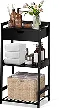 3 Tier Bamboo Bathroom Shelves with Drawer, Ladder Shelf for Bathroom Storage, Space-Saving Design, Stylish Display Nightstand, Stylish Storage Solution for Home, Living Room, Kitchen, Office