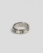 [REPUBLIK] REPUBLIK Men's Cross Spinner Ring in Silver Size XL XL Silver