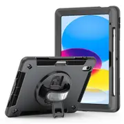 USP Rugged Apple iPad (10.9') 11th Gen (A16) / iPad 10th Gen Case Black - Built-in-Kickstand,Adjustable Hand Strap,Shoulder Strap,Pen Holder,DropProof 6972890207521