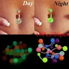 1Set Luminous Flexible Navel Bar Rings Mixed Belly Button Piercing Body Jewe _SE