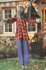 Halloween Standing Werewolf Blue Light-Up Eyes & Wolf Howling 5 Ft Yard VIDEO!