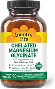 Country Life - Chelated Magnesium Glycinate 400 mg. - 90 Tablets