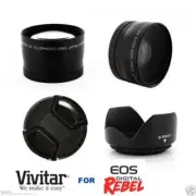 FISHEYE MACRO LENS + 2.2X TELEPHOTO ZOOM LENS HOOD CAP FOR CANON EOS REBEL T5 T6