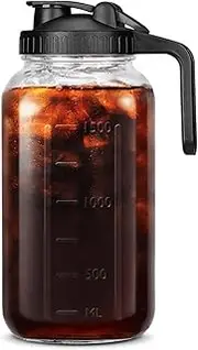 Bewinner Cold Brew Coffee Maker, Thick Glass Cold Brew Pitcher, Iced Coffee Maker Pitcher Jar with Stainless Steel Filter, Leakproof Lid for Iced Brew Coffee Lemonade (2000ml)