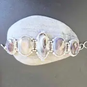 Offerings Sajen 925 Sterling Silver Bostwana Agate & Rainbow Moonstone Bracelet