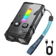 Rechargeable EDC Flashlight with Spot and Flood,Clip,RGB Light,Waterproof,Dual Switch Small Flashlight Magnetic for Outdoors,Emergency