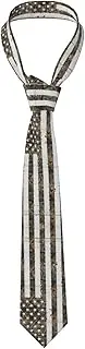[CADREWY] Interstellar American Flag Camouflage Print Soft Men Necktie Classic Tie For Weddings And Special Occasions Ties Business, Black