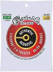 Martin MA180T Authentic Acoustic - LifeSpan 2.0-80/20 Bronze 12 String Extra Light (10-47),41Y18MA180T