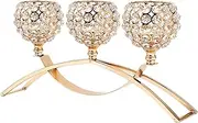 Crystal Beaded Candle Holders 3 Wick Gold Bling Votive Tealight Candle Holder Dinner Table Decor Candelabra Coffee Dining Table Centerpiece Table Decorations Dining Room Gifts for Women Wife Mom