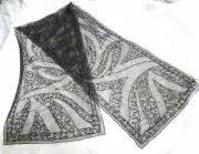 Preston & York Black Sheer Evening Wrap Scarf Beaded w Sequins NWT ~ 19" x 75"