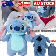Blue Stitch Hot Water Bottle Soft Winter Plush Warm Hand Bag Home Water Filling