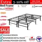 Artiss Double Size Folding Bed Frame Mattress Base Modern Metal Platform Black