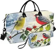 [YXYZRMY] Retro Brids Branch Winter Travel Duffel Bag Gym Bag Sports Tote Bag with Multiple Interior Pockets Shoulder Weekender Bag for Women Men with Toiletry Bag 20.5”x 7.9”x 13.8”, Multi-Colored, one