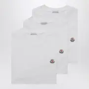 [Moncler] Set of three white cotton T-shirts S White