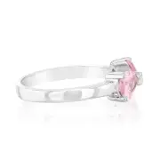 Sterling Silver Rhodium Plated Pink Pear Shaped Cubic Zirconia Ring, Q