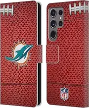 Head Case Designs Officially Licensed NFL Football Miami Dolphins Graphics Leather Book Wallet Case Cover Compatible with Samsung Galaxy S24 Ultra 5G