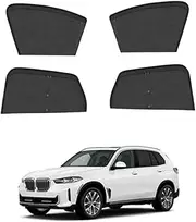 KASUART 4Pcs Magnetic Double Layer Car Side Sunshades for BM X5 2020-2024 Car Privacy Curtains 100% Block Light Breathable Mesh UV Protection Zipper Design (X5)