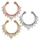 Septum Clip-On Fake Nose Ring Clicker Non-Piercing Crystal Hanger Hoop Jewelry