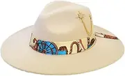 [WOTFIM] Wide Brim Fedora Hats for Women Panama Hat with Band Big Rancher Felt Hat Women Classic Felt Hat with Silk Ribbon