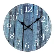 Wall Clock Frameless Wooden Wall Clocks with Silent Quartz 12'' Deep Blue