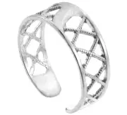 925 Sterling Silver Cross Hatch Toe Ring - Adjustable - Knuckle, Thumb