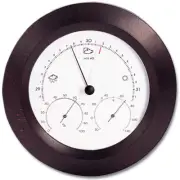 Hokco Weather Station Barometer Thermometer Hygrometer 8.5 in. Round Mahogany