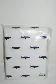 Pottery Barn Kids Organic Mini Shark TWIN FLAT SHEET Nautical Beach Ocean Sail