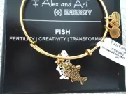 ALEX and ANI KOI FISH Russian Gold Charm Bangle New W/Tag Card & Box
