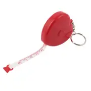 Plastic Heart Shaped Retractable Measuring Tape Ruler Keyring 1.5M Red