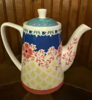 BRAND NEW GRACE FINE PORCELAIN TEAPOT BRIGHT SPRING TEAL PINK BLUE YELLOW WHITE