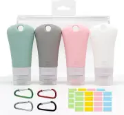 4 Pcs Silicone Travel Bottles Set, Betterjonny Leak Proof Squeezable Travel T...
