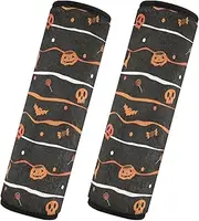 Car Seat Belt Pads Set of 2 Breathable Car Safety Seat Belt Strap Shoulder Pad Backpack Shoulder Strap Pad Cover Car Accessories for Adults Youth Kids M Abstract Halloween Unique