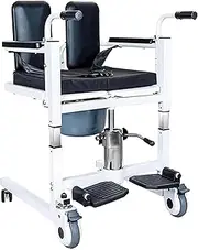 Rolling Walkers Hydraulic Patient Lift Wheelchair with 180° Split Seat Raised Toilet Seat Bath Chair Nursing Shifter Machine Commode Chair Self-Propelled Wheelchair