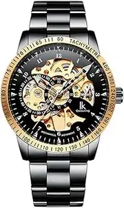 [MASTOP] Men's Watch Luminous Skeleton Dial Gears Visible Classic Automatic Mechanical Watch with Original Box