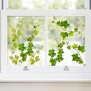 Supzone Green Vine Leaves Window Clings Fresh Grape Vine Window Decals Anti Collision Double-Side Static Window Stickers for Home Window Glass Door Decoration