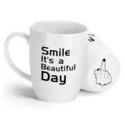 Elephant Gift for Adults - Smile It's a Beautiful Day Funny 14 OZ Coffee White
